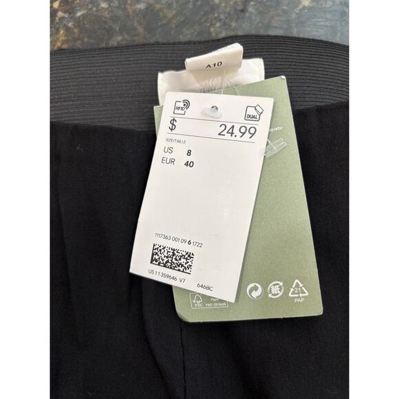 NWT H&M Women 8 Black Skinny Ankle Length Slacks Side Zip Classic Career - Picture 4 of 9